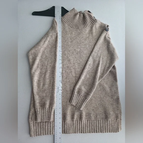 Anthro Margarita Button Mock Tunic Oatmeal Sweater Light Academia Coquette Boho - Picture 8 of 10